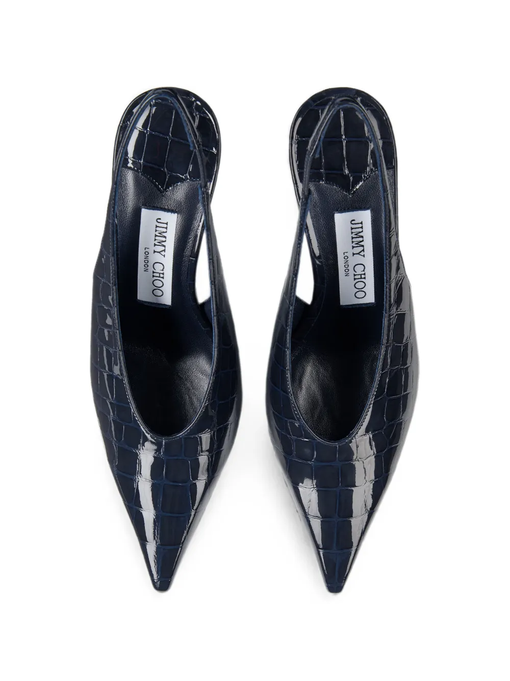 Jimmy Choo Isa 80 leren slingback pumps met krokodillen-reliëf Blauw