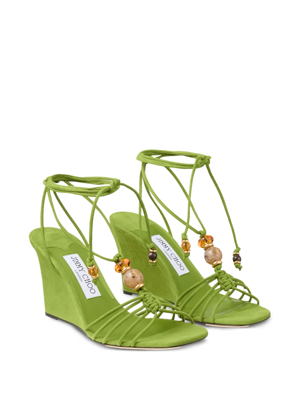 Jimmy Choo Lova Wedge 85 bead-embellished sandals Groen