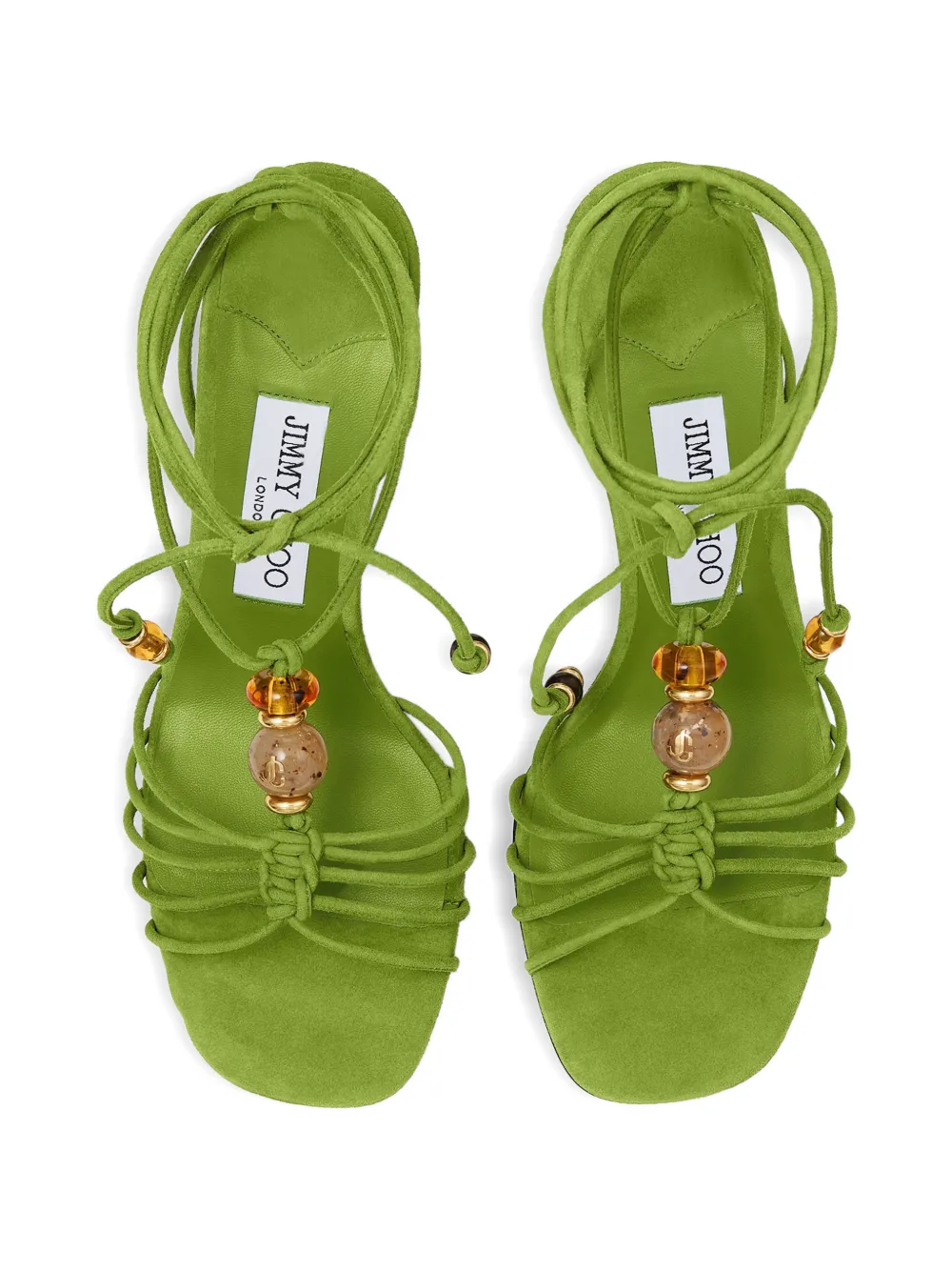 Jimmy Choo Lova Wedge 85 bead-embellished sandals Groen