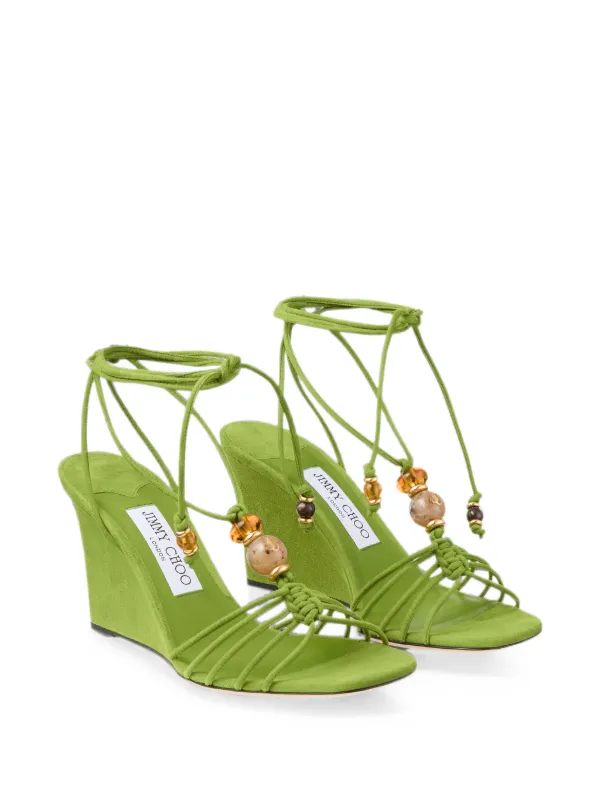 Jimmy Choo Lova Wedge 85 Sandals | Green | FARFETCH
