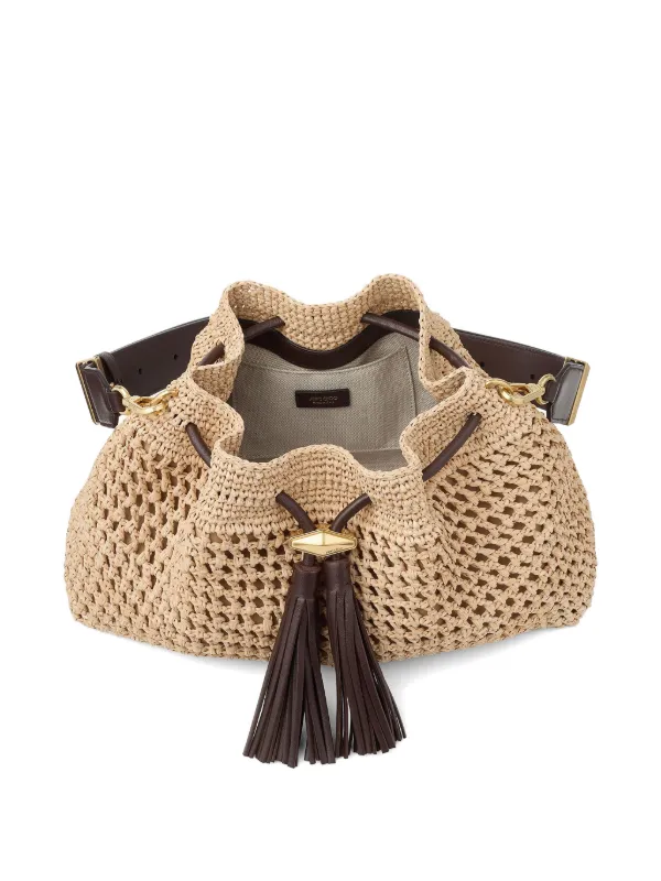 Jimmy Choo Cinch Beaded Shoulder Bag | Neutrals | FARFETCH