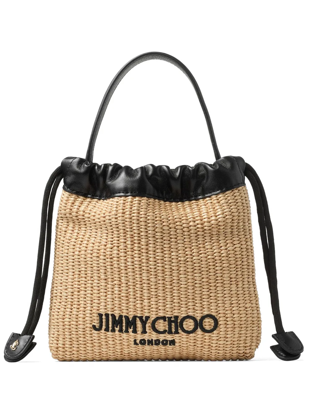 Jimmy Choo Drawstring Pouch logo-embroidered mini bag - Nude