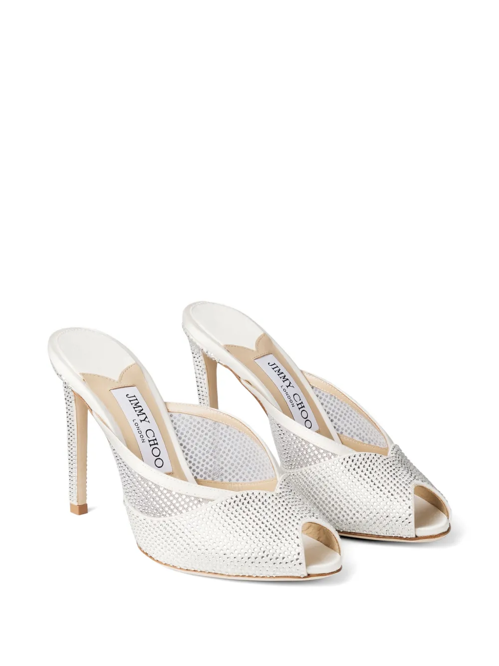 Jimmy Choo 100mm Brigitte crystal-embellished heeled mules Wit
