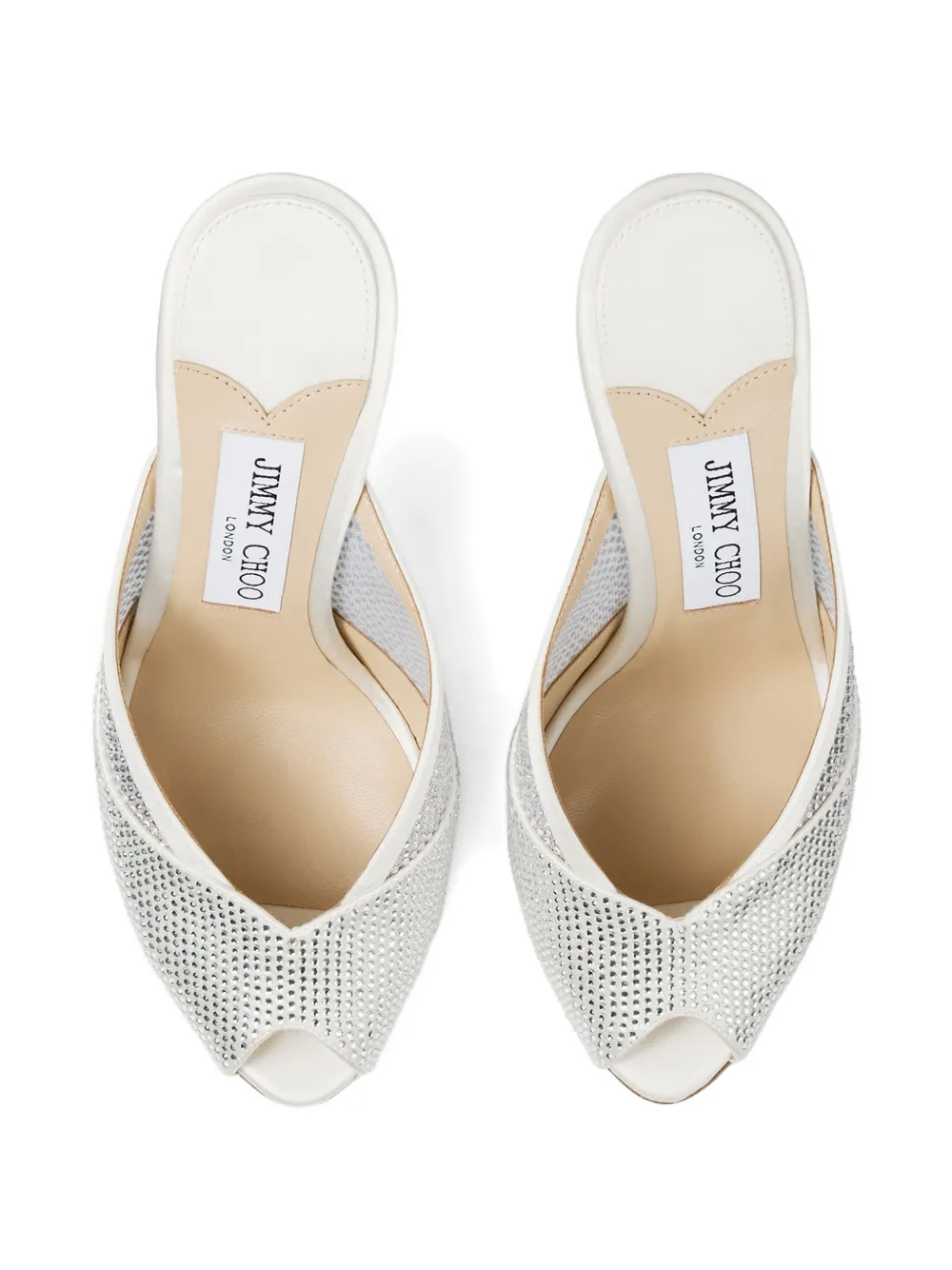 Jimmy Choo 100mm Brigitte crystal-embellished heeled mules Wit