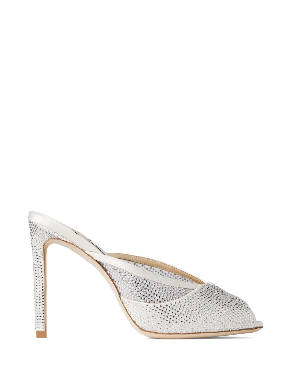 Jimmy Choo 100mm Brigitte crystal-embellished heeled mules Wit