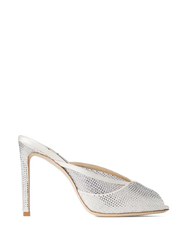 Jimmy Choo 100mm Brigitte Crystal-embellished Heeled Mules in White
