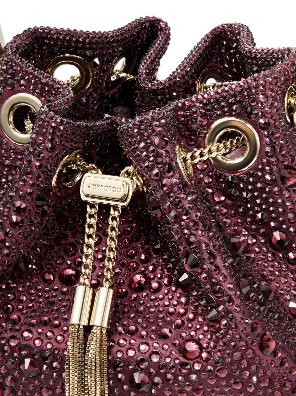 Jimmy Choo Bon deep merlot en crystal hotfix bucket-tas met kristallen handvat Rood