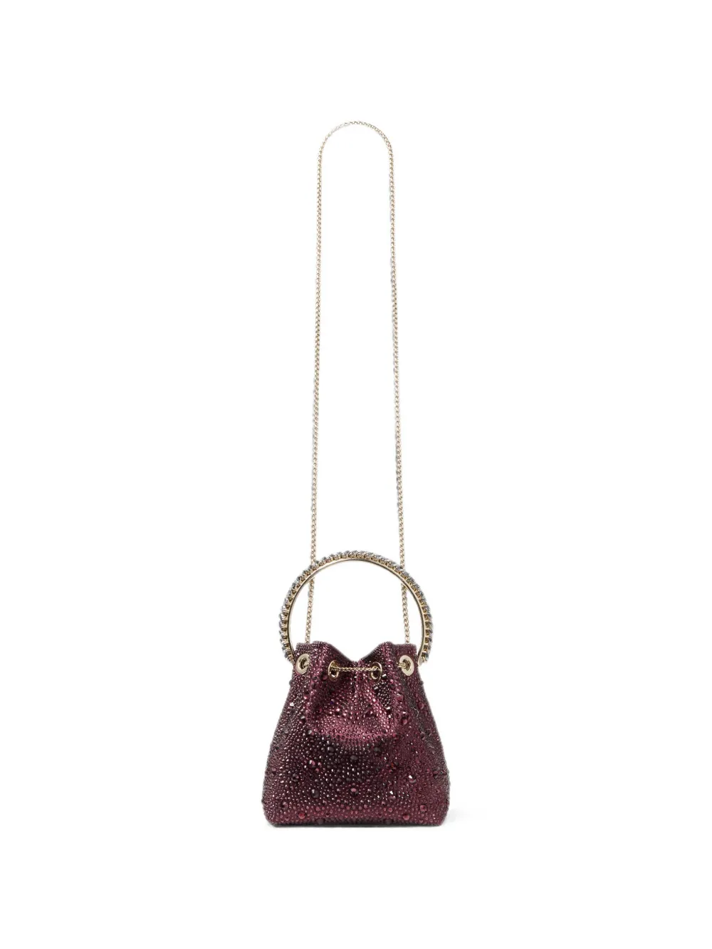 Jimmy Choo Bon deep merlot en crystal hotfix bucket-tas met kristallen handvat Rood