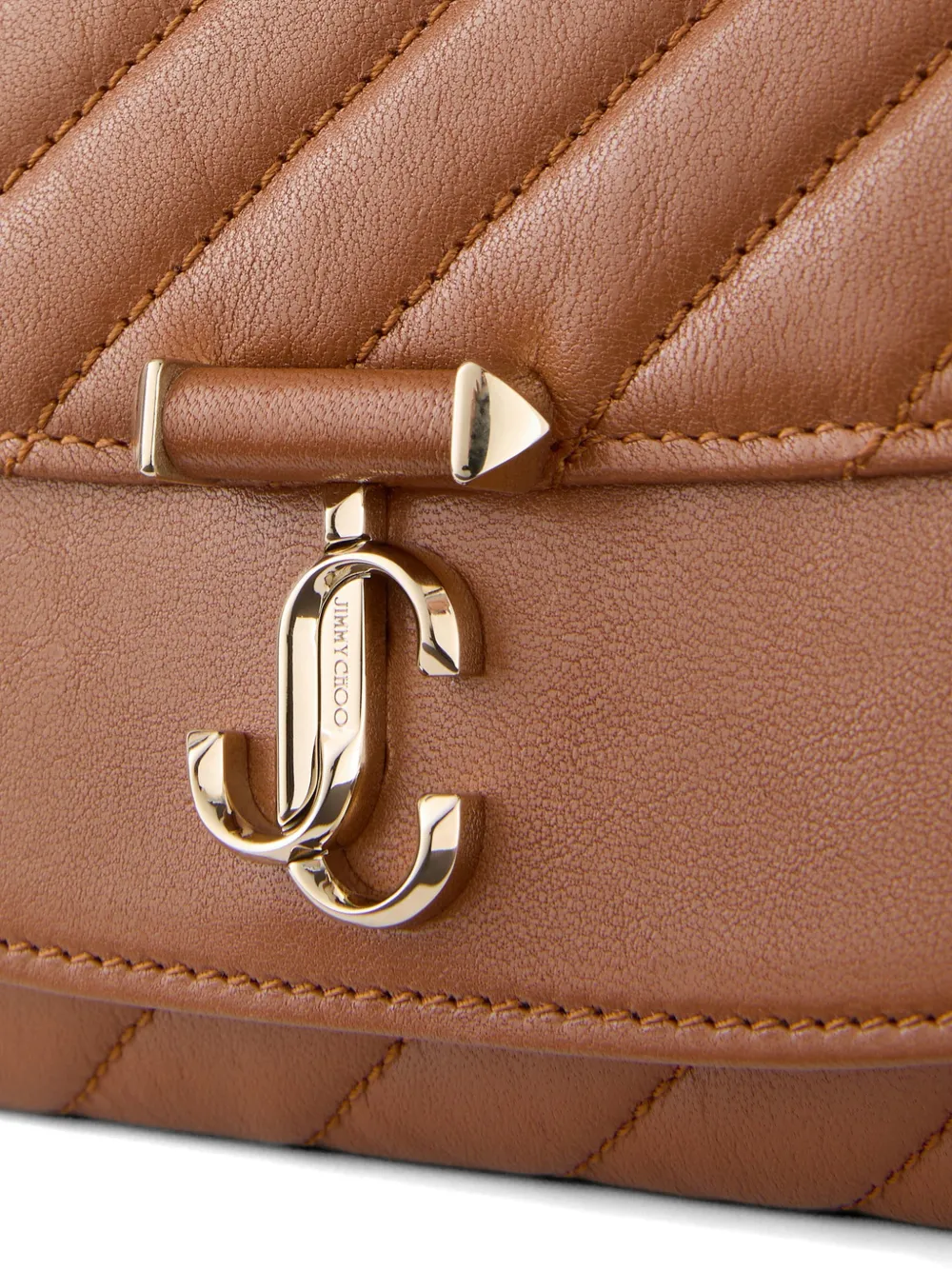 Jimmy Choo Curve Tan gewatteerde leren portemonnee met ketting Bruin
