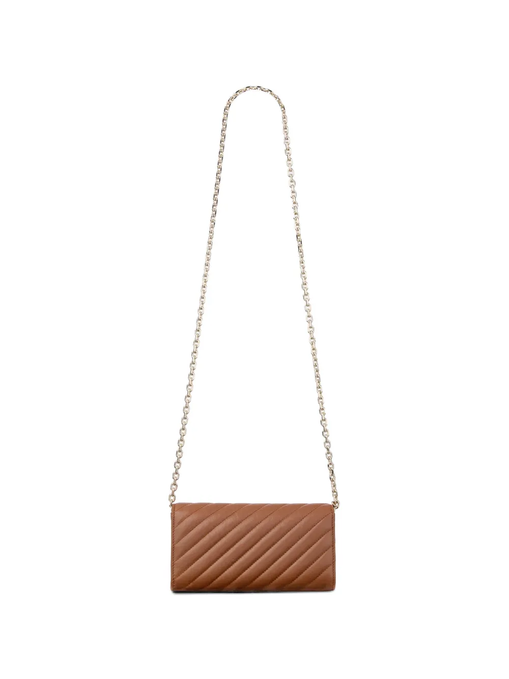 Jimmy Choo Curve Tan gewatteerde leren portemonnee met ketting Bruin