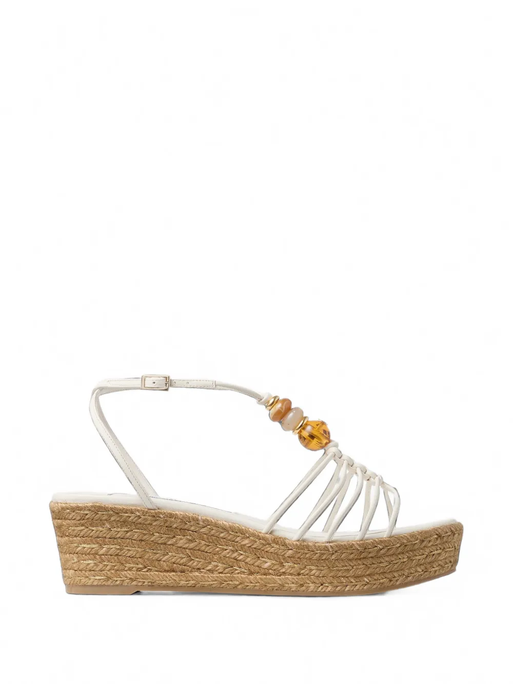 Jimmy Choo Lemi 50 latte mix nappa leren sleehak met kralen Wit