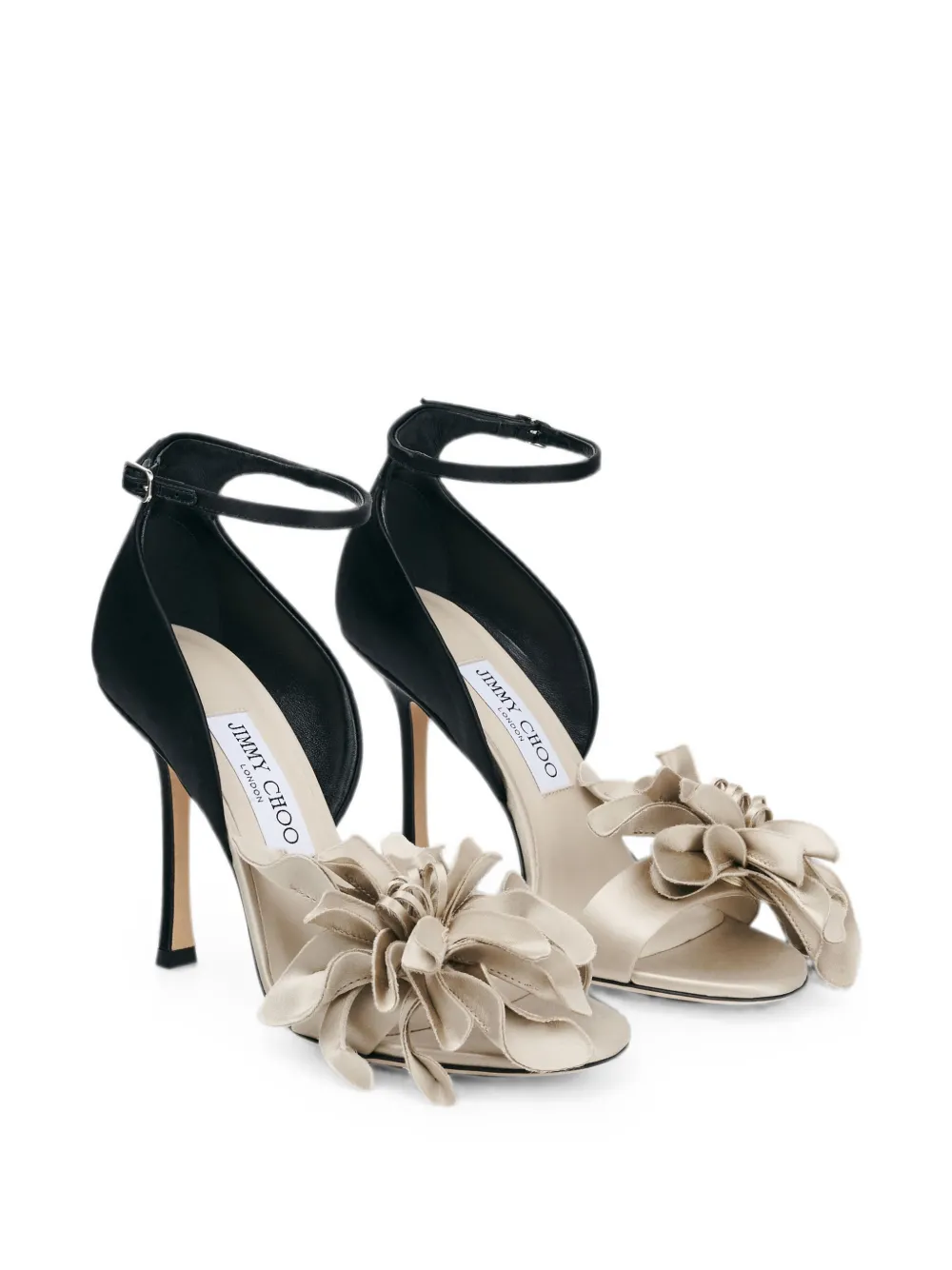 Jimmy Choo Coko flower-embellished ankle-strap sandals Zwart