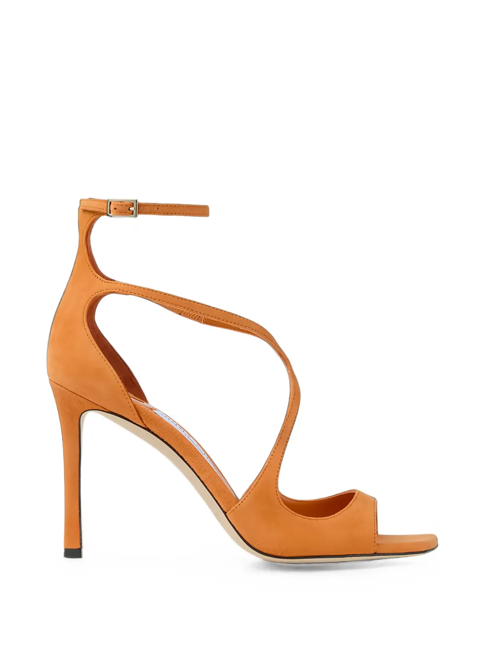 Jimmy Choo Azia 95 Sunset Orange suède sandalen Oranje