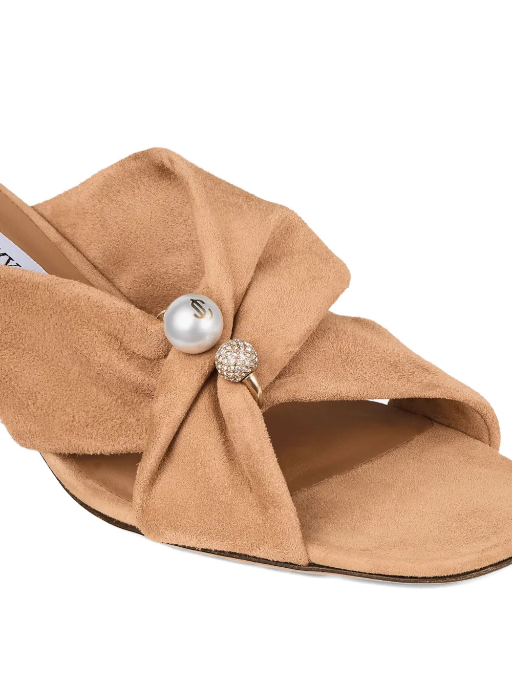 Jimmy Choo Rafi 45 faux-pearl embellished mules Beige