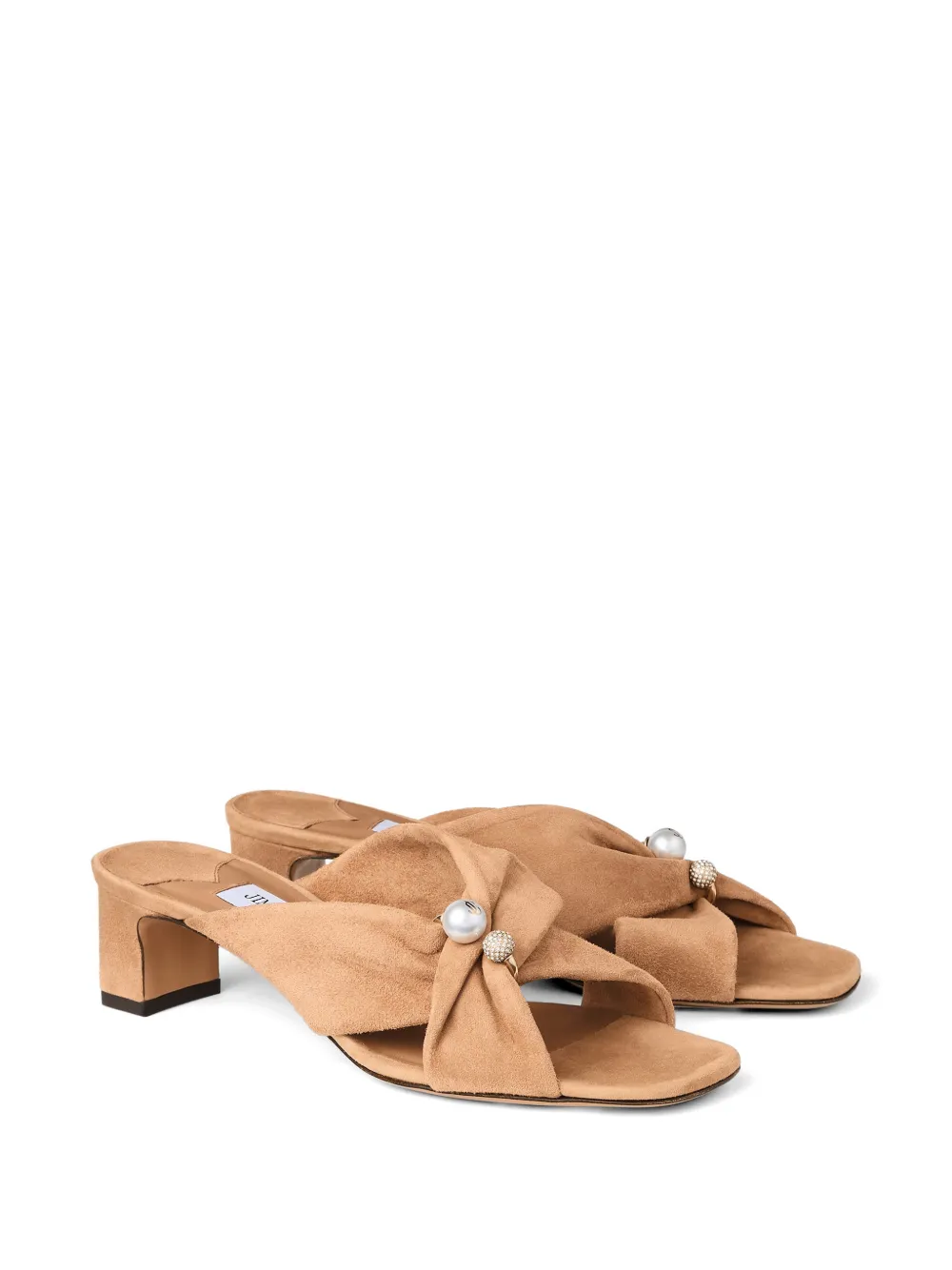 Jimmy Choo Rafi 45 faux-pearl embellished mules Beige