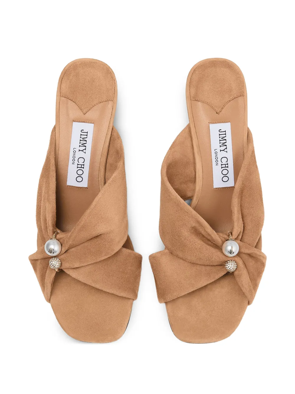 Jimmy Choo Rafi 45 faux-pearl embellished mules Beige