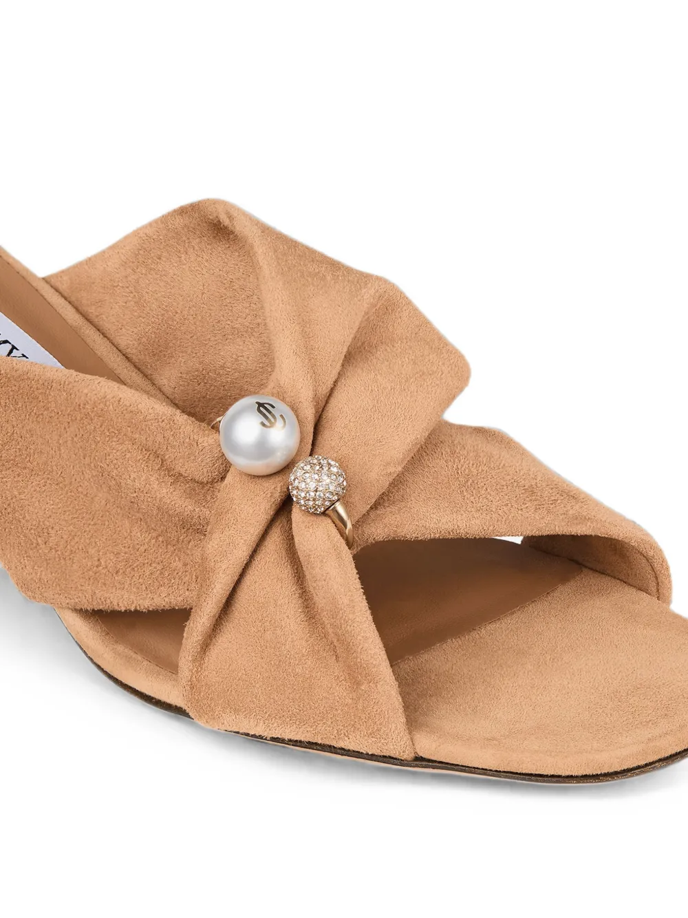 Jimmy Choo Rafi 45 muiltjes verfraaid met imitatieparels Beige
