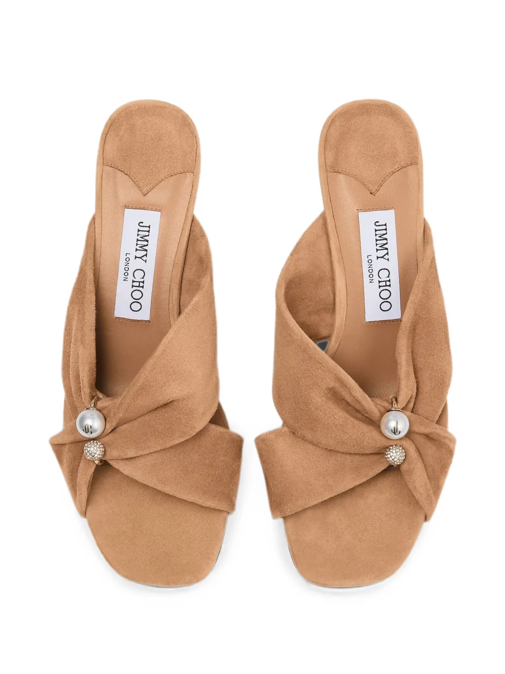 Jimmy Choo Rafi 45 muiltjes verfraaid met imitatieparels Beige
