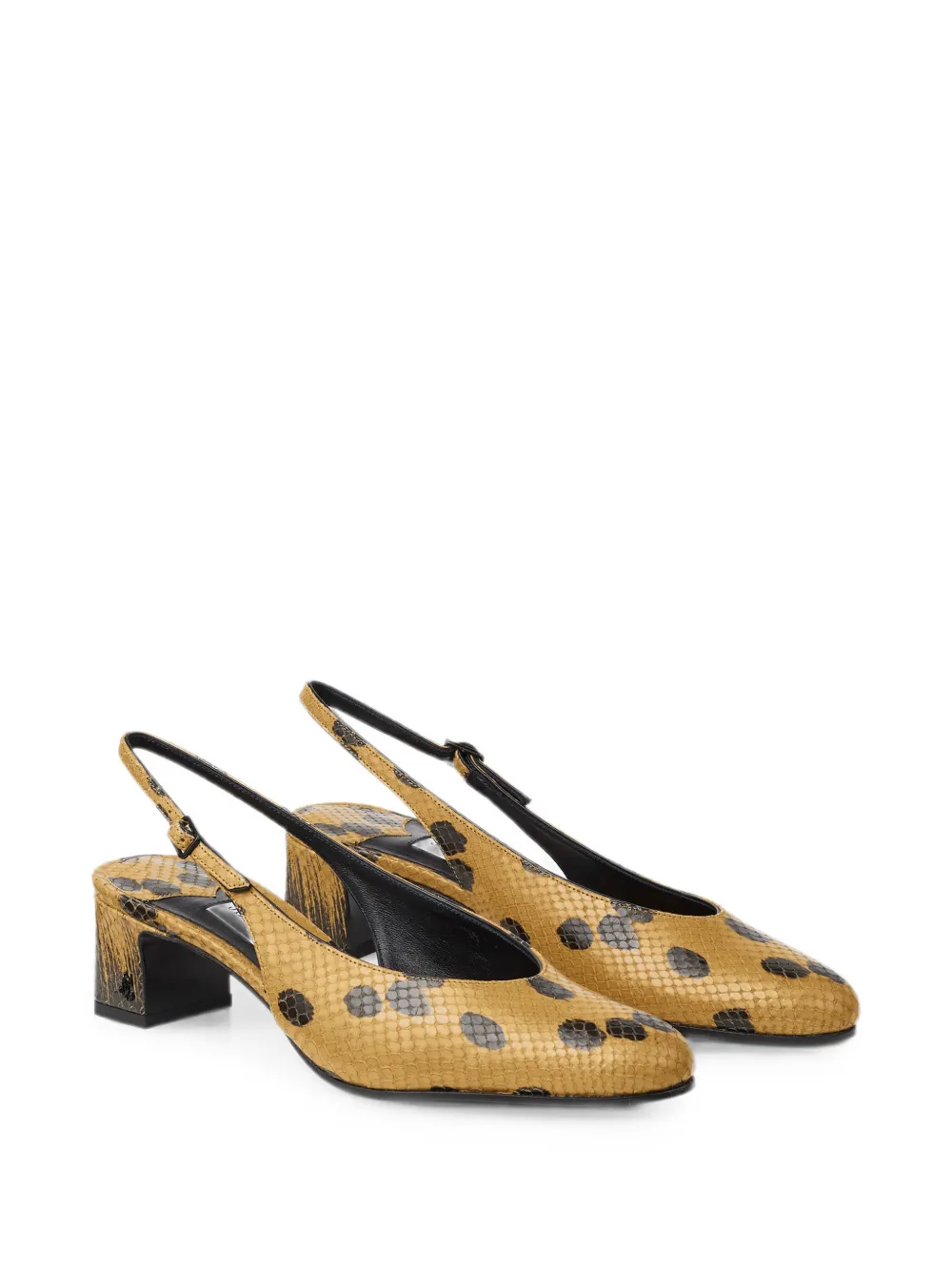 Jimmy Choo Eyla sling-back 45 cigar and black spotty elaphe-printed leather pumps Beige