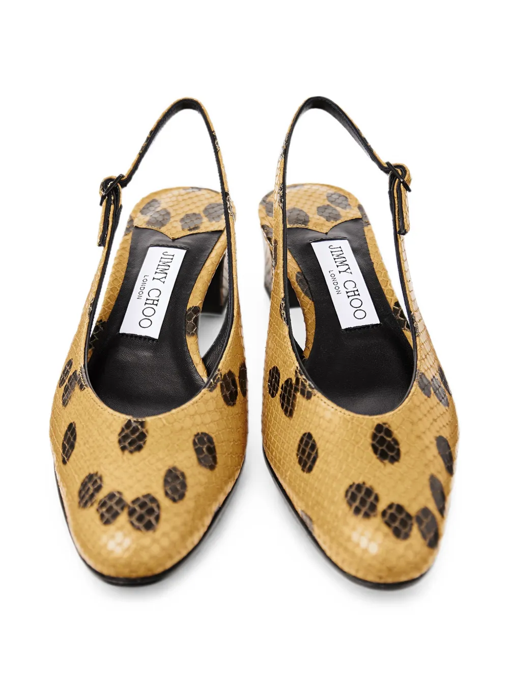 Jimmy Choo Eyla sling-back 45 cigar and black spotty elaphe-printed leather pumps Beige