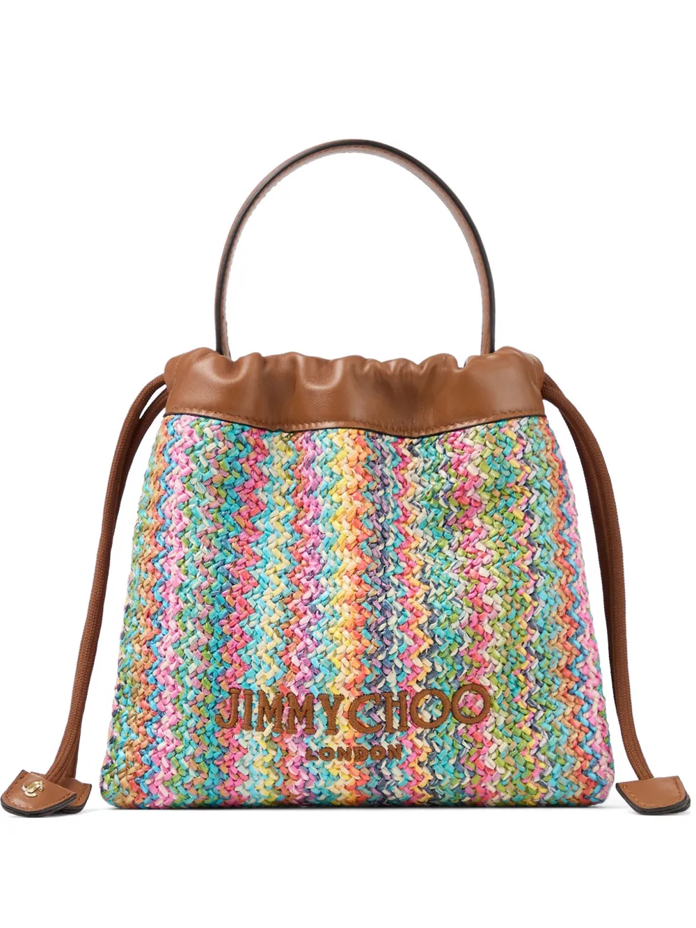 Jimmy Choo woven-design logo-embroidered bucket bag - Marrone