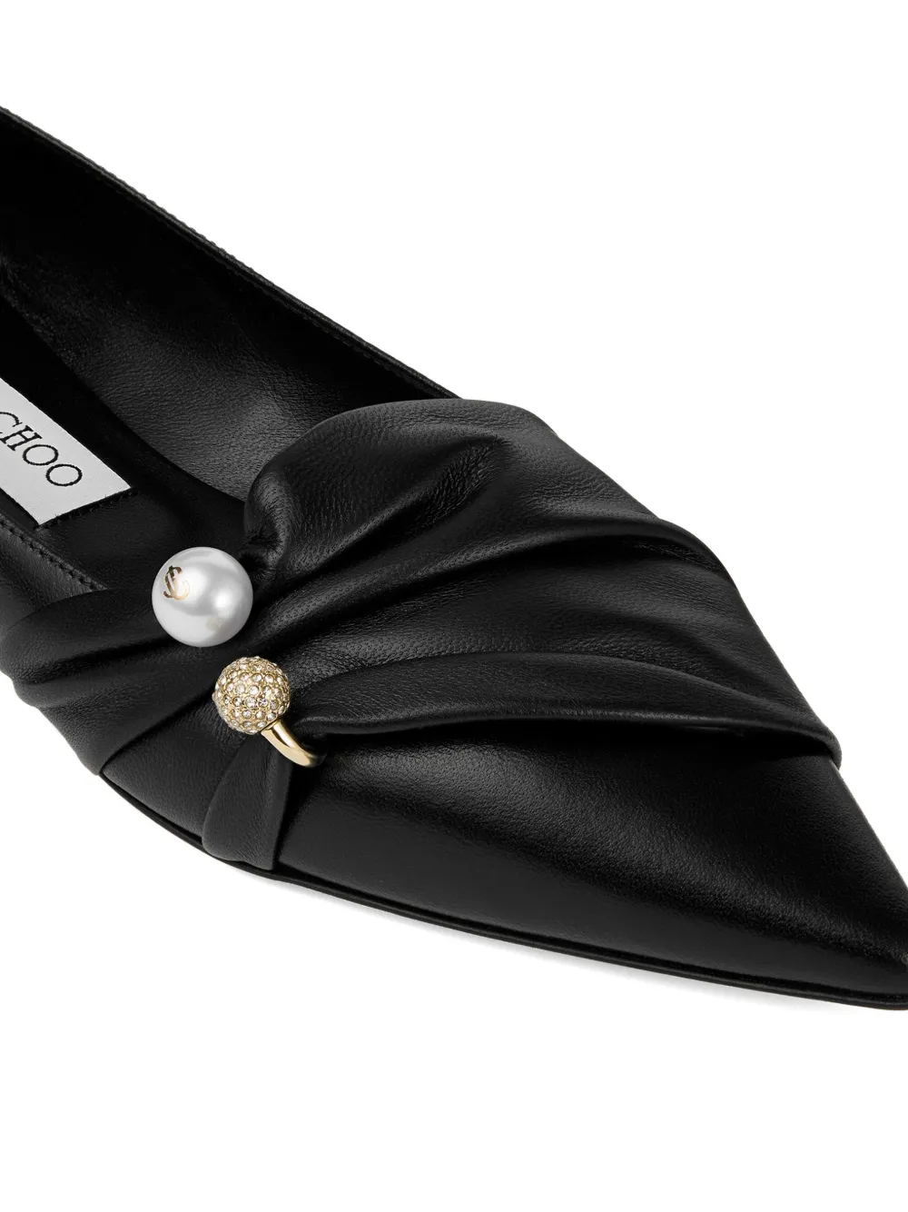 Jimmy Choo Rafi ballerina's verfraaid met parels Zwart