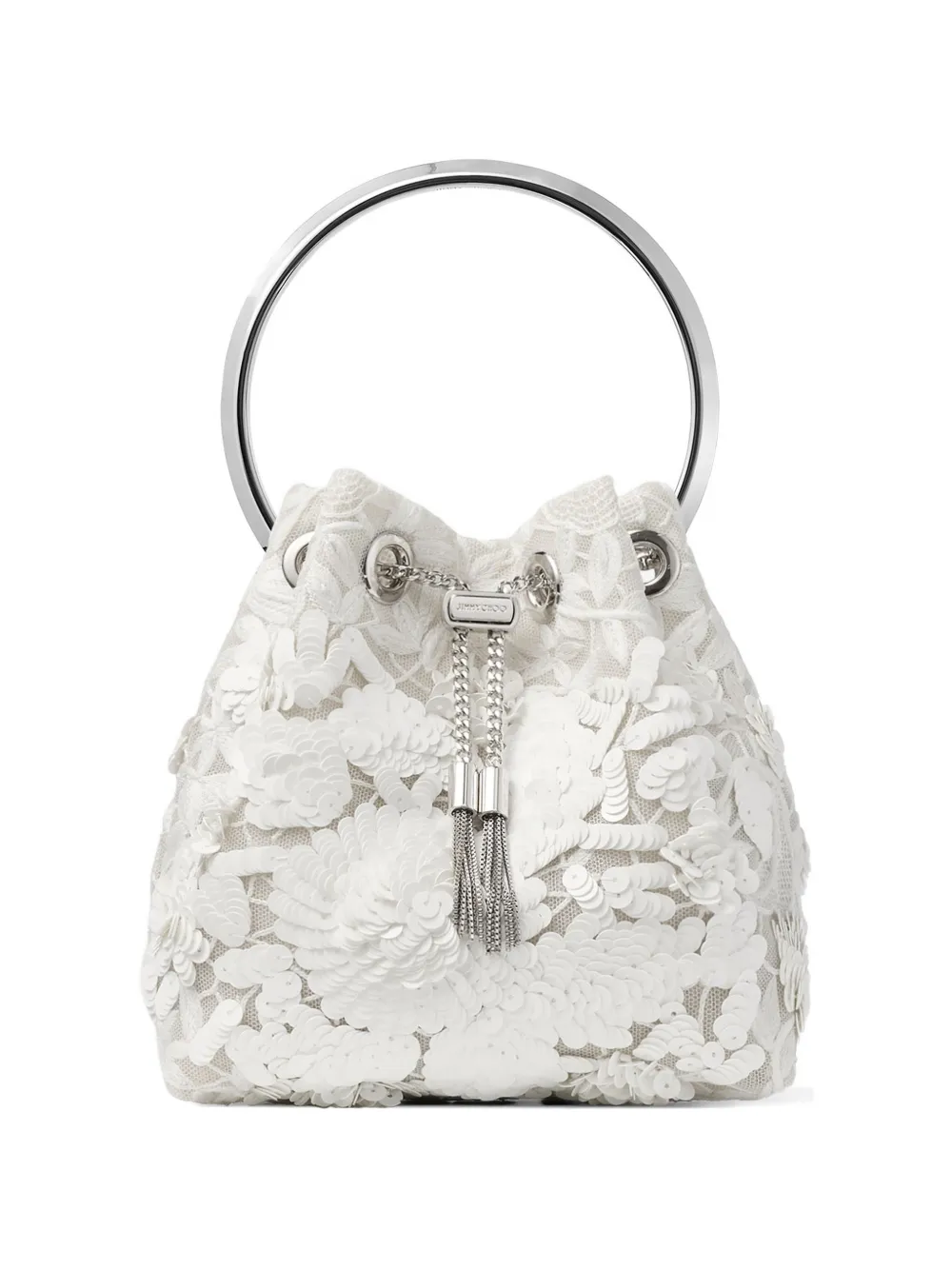 Jimmy Choo Bon Bon sequin-embellished shoulder bag - Bianco