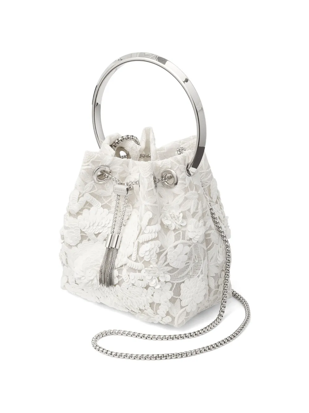 Jimmy Choo Bon schoudertas met pailletten Wit
