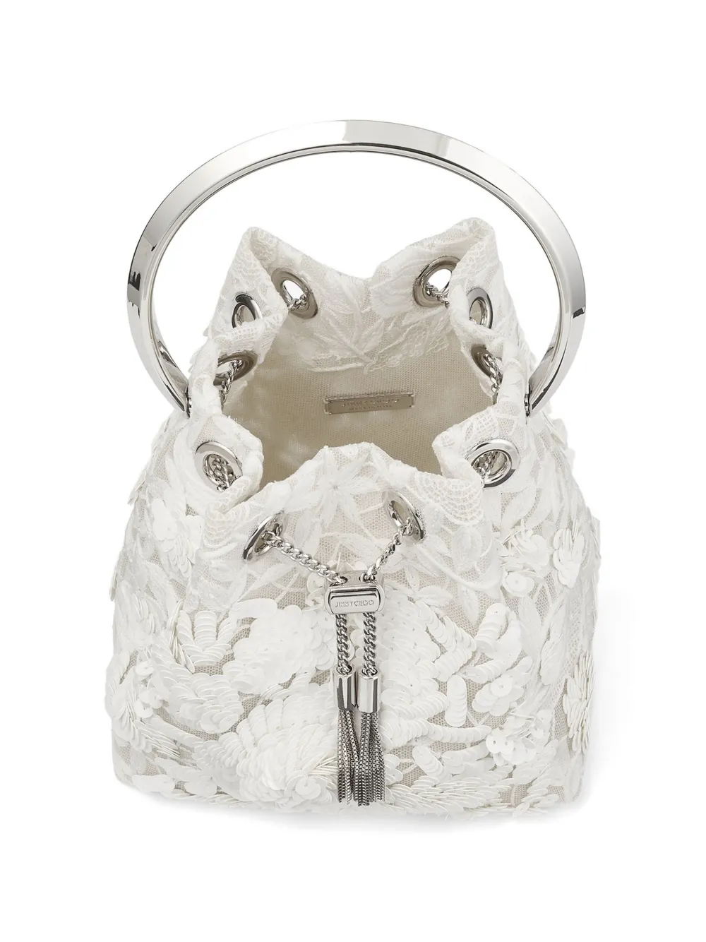 Jimmy Choo Bon schoudertas met pailletten Wit
