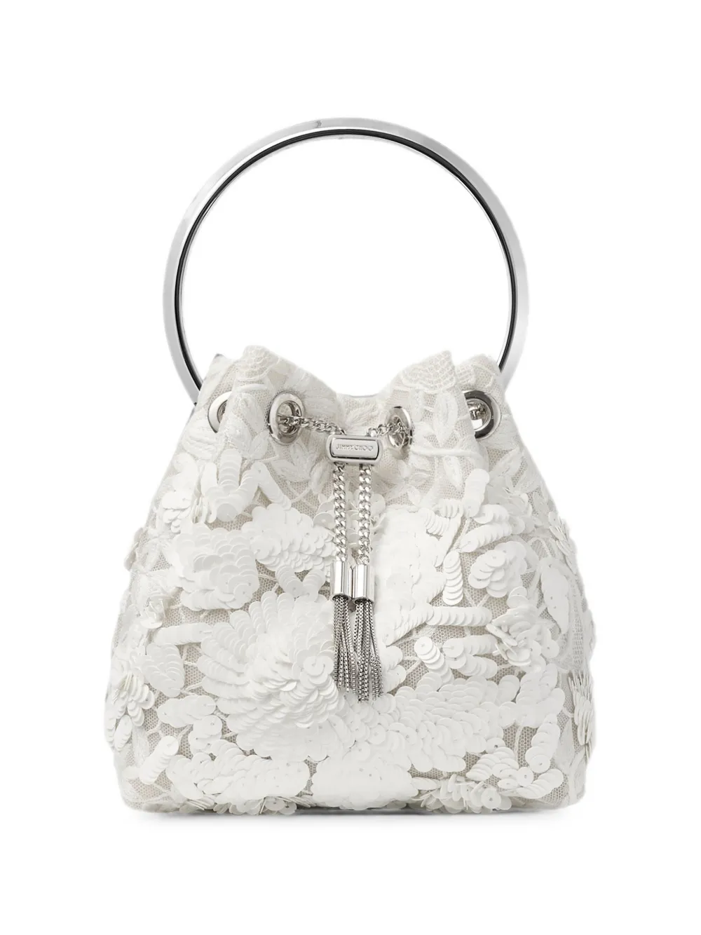 Jimmy Choo Bon Bon sequin-embellished shoulder bag - White