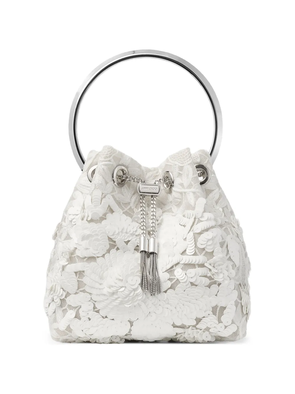 Jimmy Choo Bon Bon sequin-embellished shoulder bag - Weiß