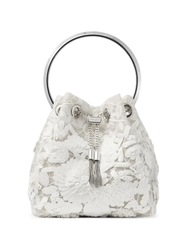 Jimmy Choo Bon Bon Bucket Bag in White