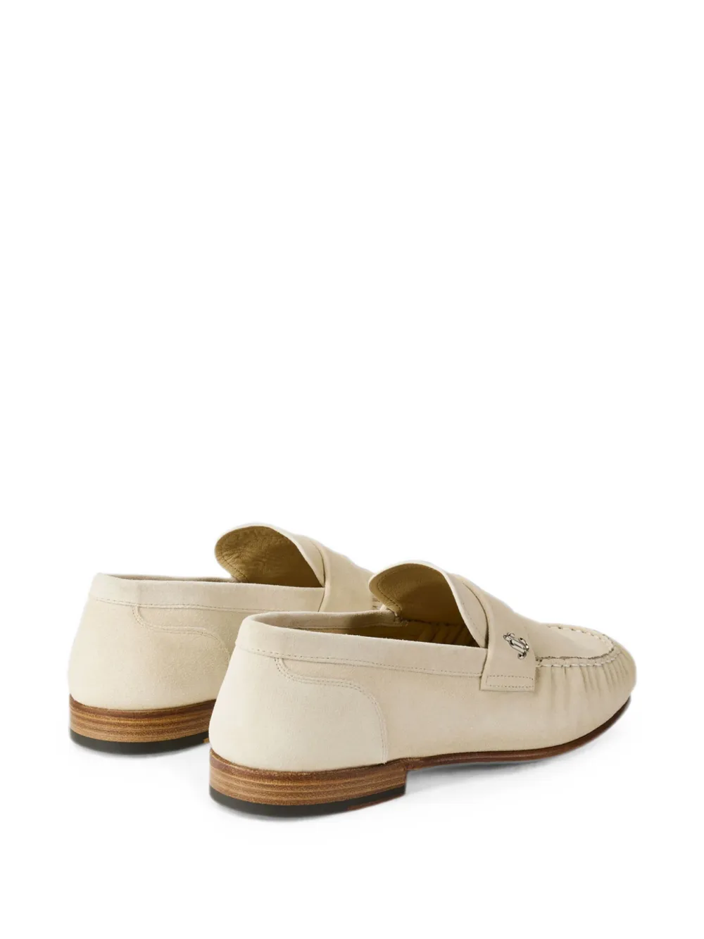Jimmy Choo Ellis bone etched velvet suede loafers Beige