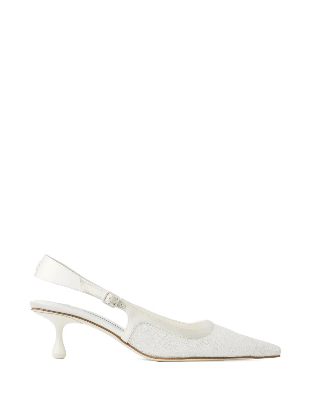 Jimmy Choo Amel 50 glitter-embellished slingback pumps - Toni neutri