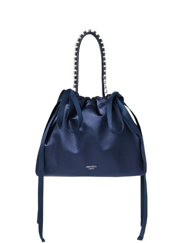 Jimmy Choo Drawstring Mini Top Handle Bag in Blue