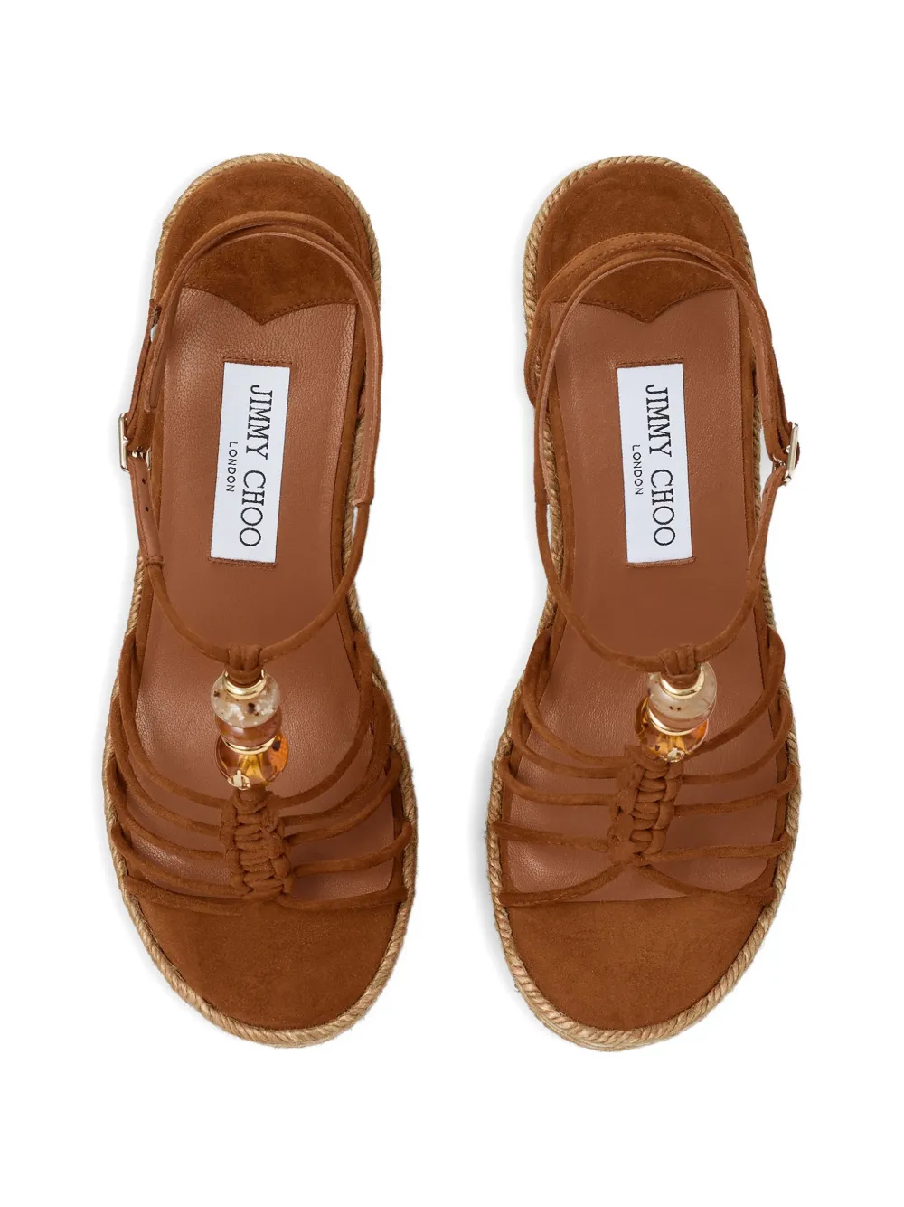 Jimmy Choo Lemi espadrilles verfraaid met kralen Bruin