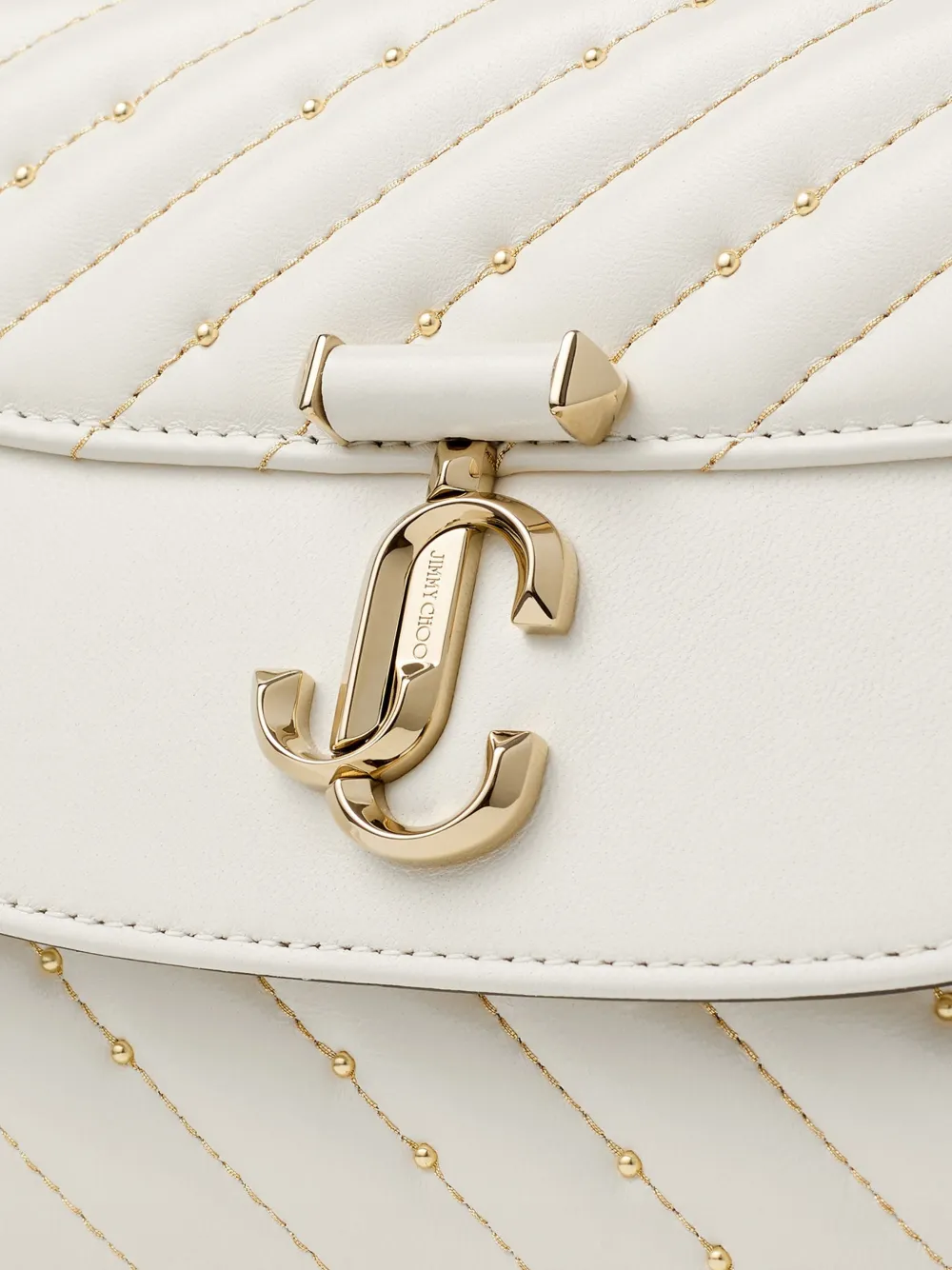 Jimmy Choo Curve Top gewatteerde leren schoudertas Beige