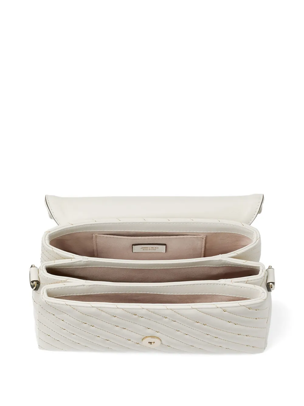 Jimmy Choo Curve Top gewatteerde leren schoudertas Beige