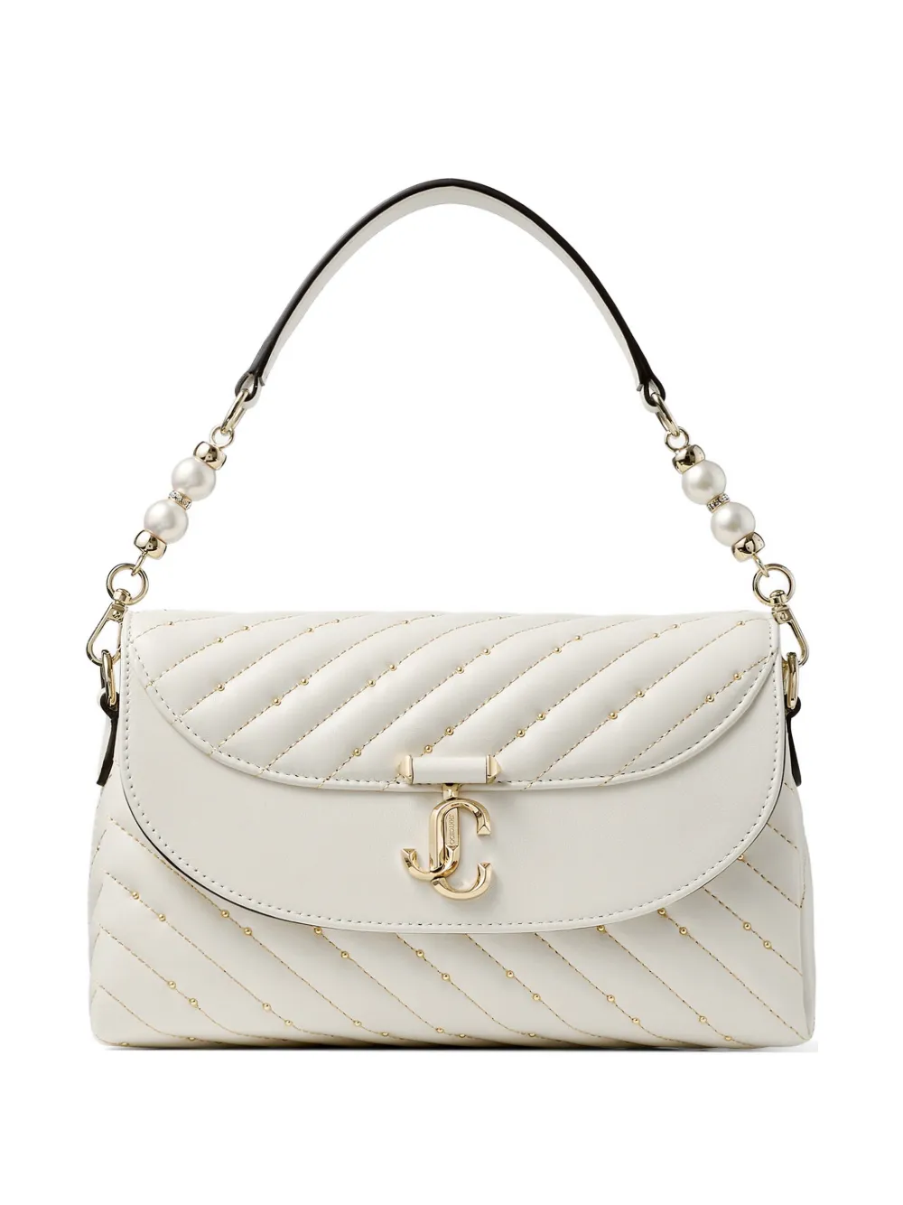 Jimmy Choo Curve Top quilted-leather shoulder bag - Bianco