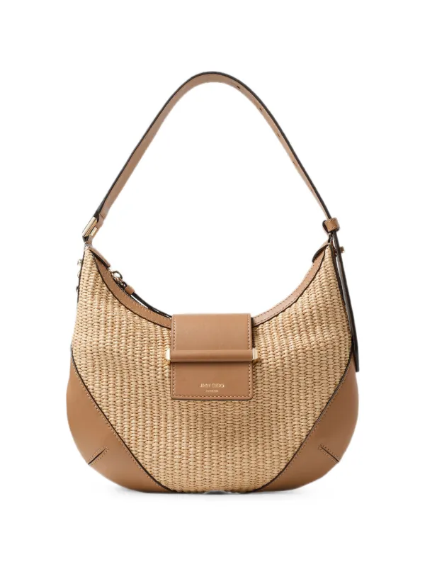 Jimmy Choo Woven-panel Leather Shoulder Bag in Neutrals