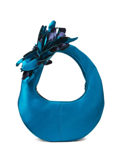 Jimmy Choo bolsa de hombro hobo Flower de satén marino y laguna con flor oversize