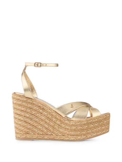 Jimmy Choo Sandali Korra 100 in nappa color panna con zeppa