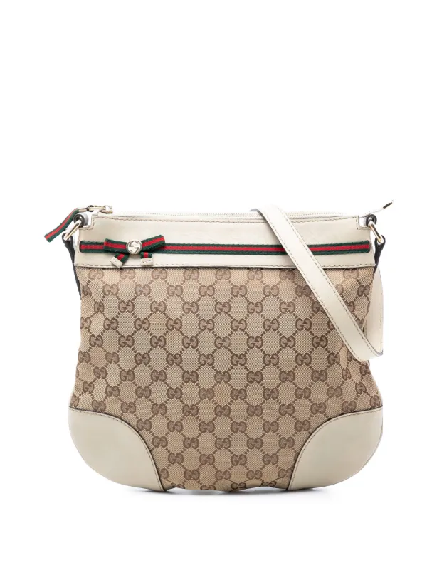 Gucci Pre-owned 2016-2026 GG Canvas Web Mayfair Crossbody Bag in White