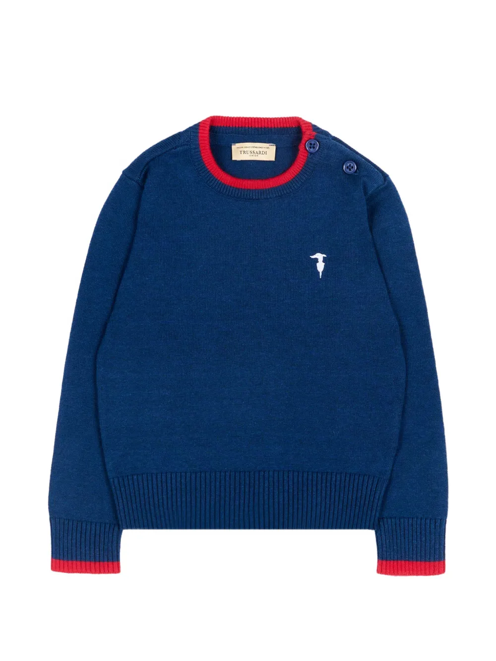 TRUSSARDI JUNIOR embroidered crewneck jumper - Blu