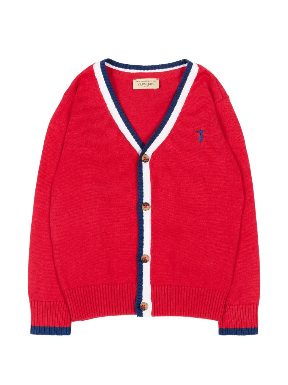 TRUSSARDI JUNIOR v-neck embroidered cardigan - Rot
