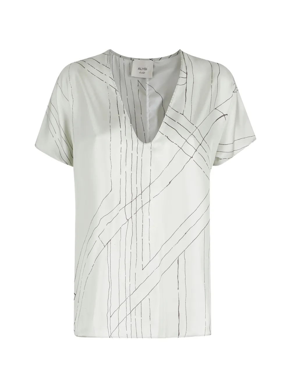 Alysi v-neck-printed short-sleeve top - Verde