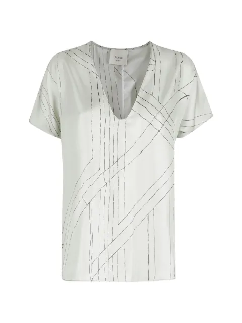 Alysi v-neck-printed short-sleeve top