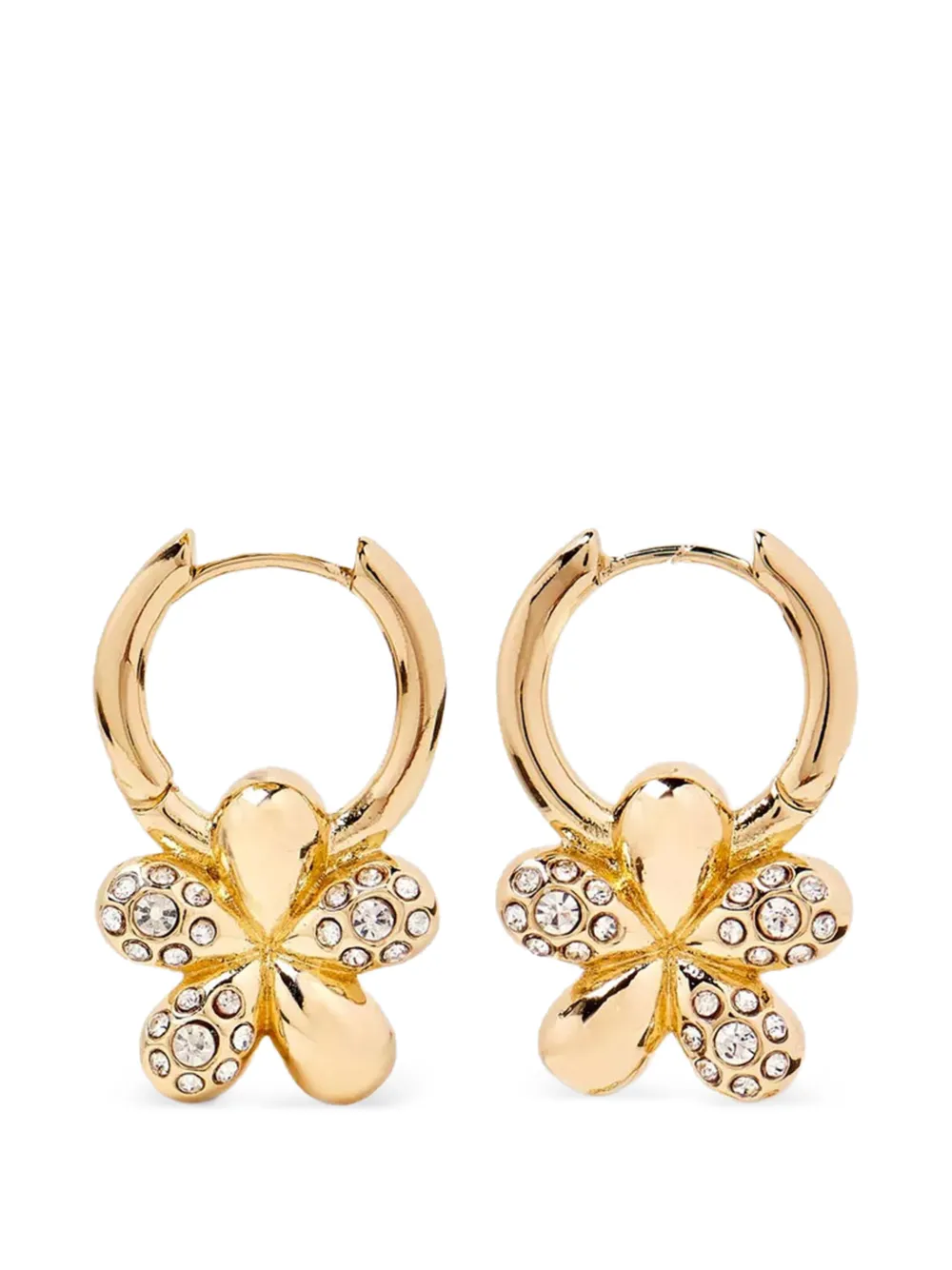 YOJ Orecchino a cerchio Luna Mini con cristalli - Oro