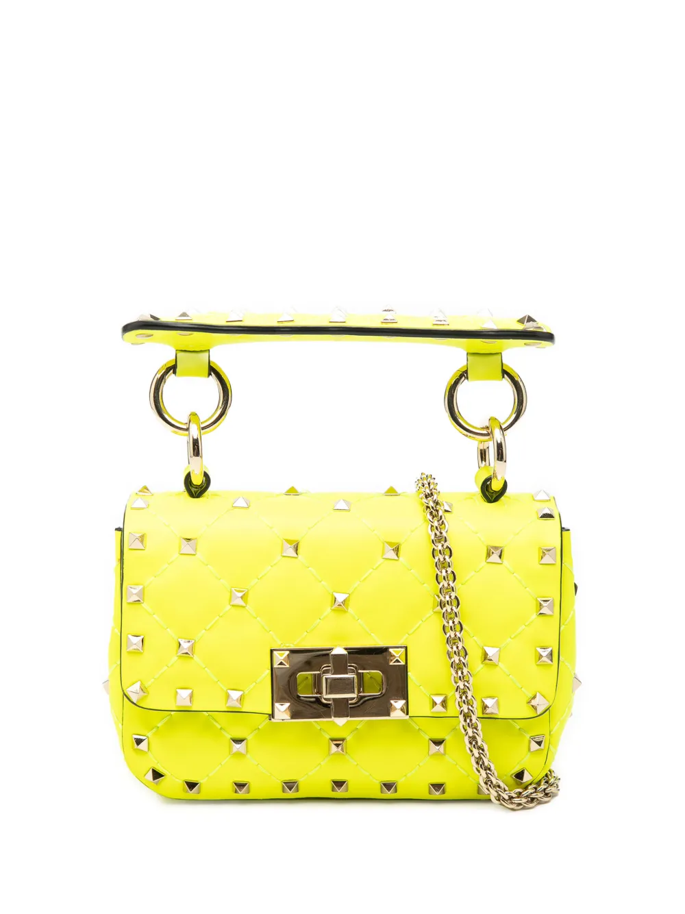 Valentino Garavani Pre-Owned 2000-2017 Mini Nappa Rockstud Spike satchel - Giallo