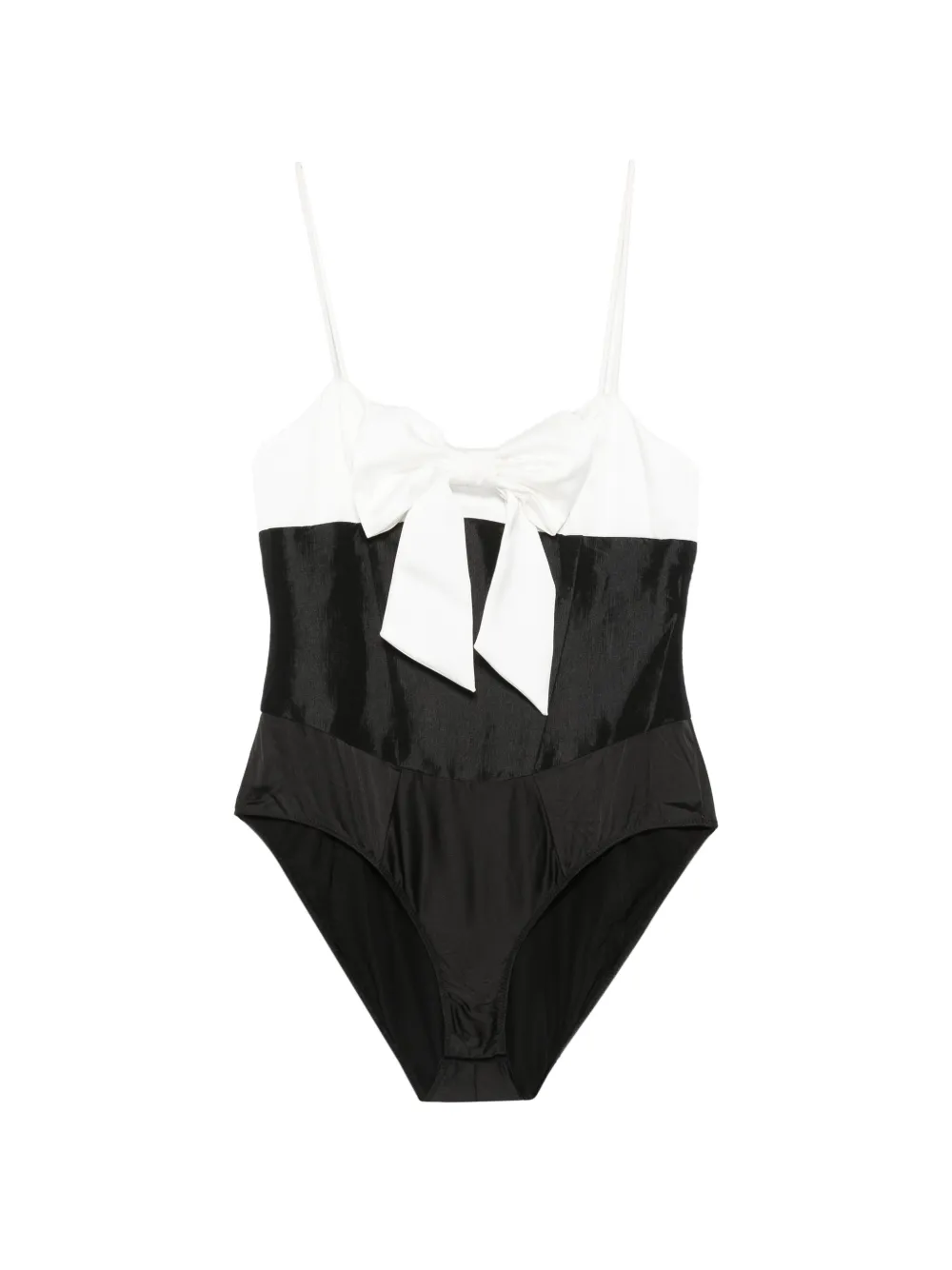 For Love And Lemons bow-detail two-tone bodysuit - Nero